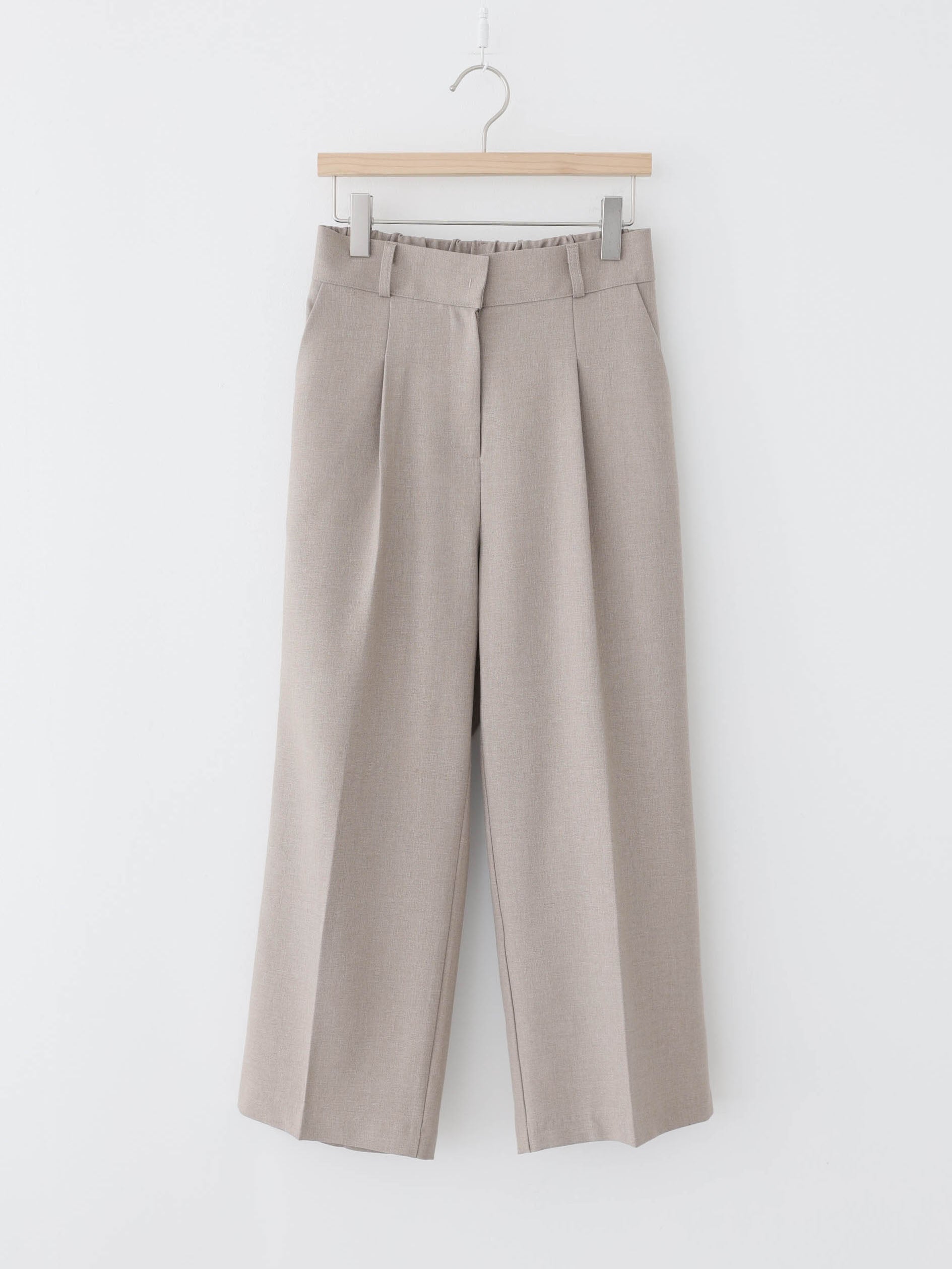 AURACASA Spa Pintuck Banding Slacks – High-Waist Cropped Wide Fit Pants (Spring/Summer)