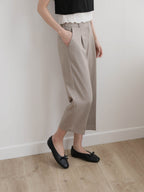 AURACASA Spa Pintuck Banding Slacks – High-Waist Cropped Wide Fit Pants (Spring/Summer)