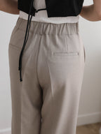 AURACASA Spa Pintuck Banding Slacks – High-Waist Cropped Wide Fit Pants (Spring/Summer)