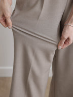 AURACASA Spa Pintuck Banding Slacks – High-Waist Cropped Wide Fit Pants (Spring/Summer)