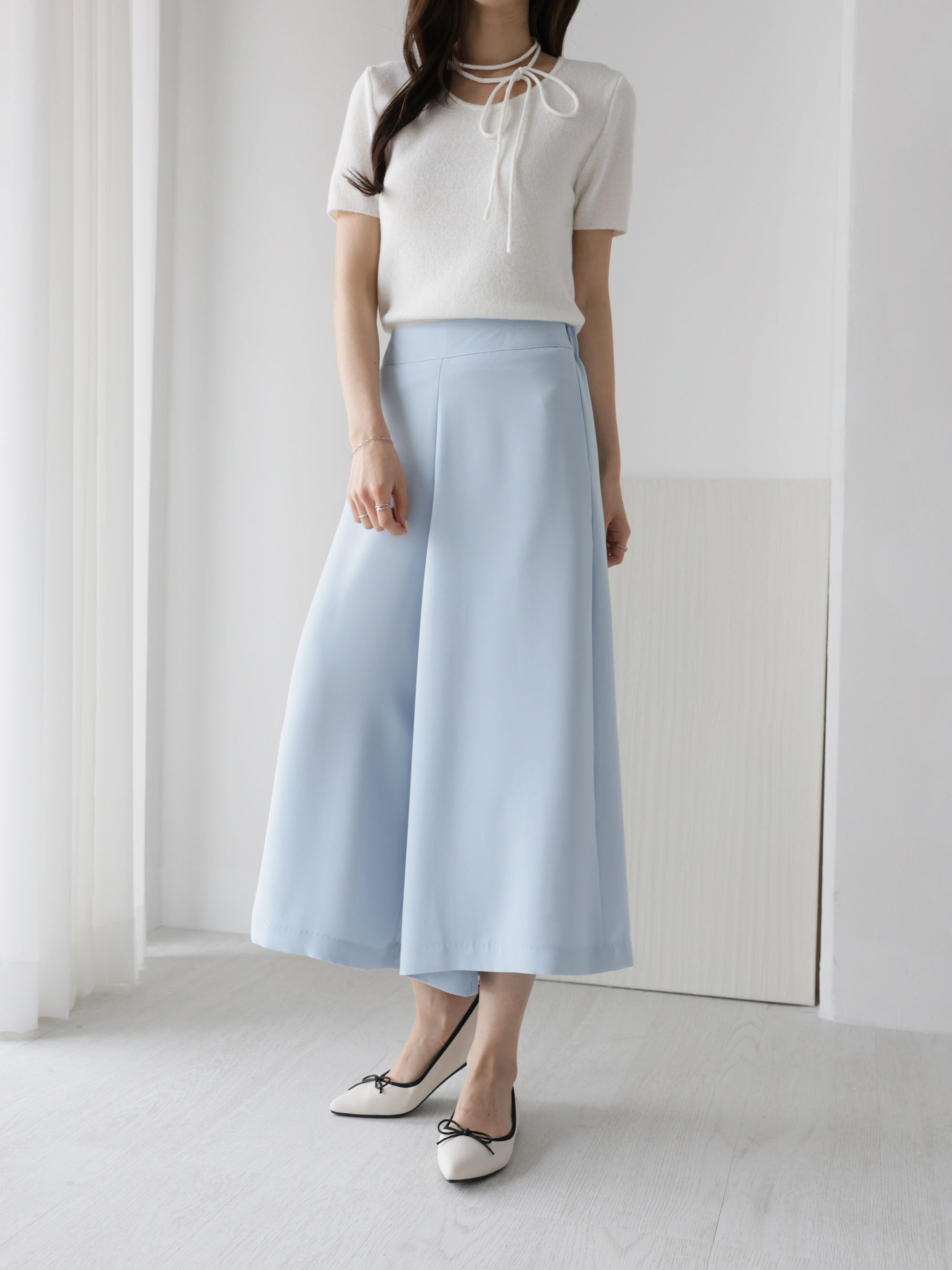 AURACASA Napoli Culotte Skirt Pants – Elastic Waist  Dressy Pants