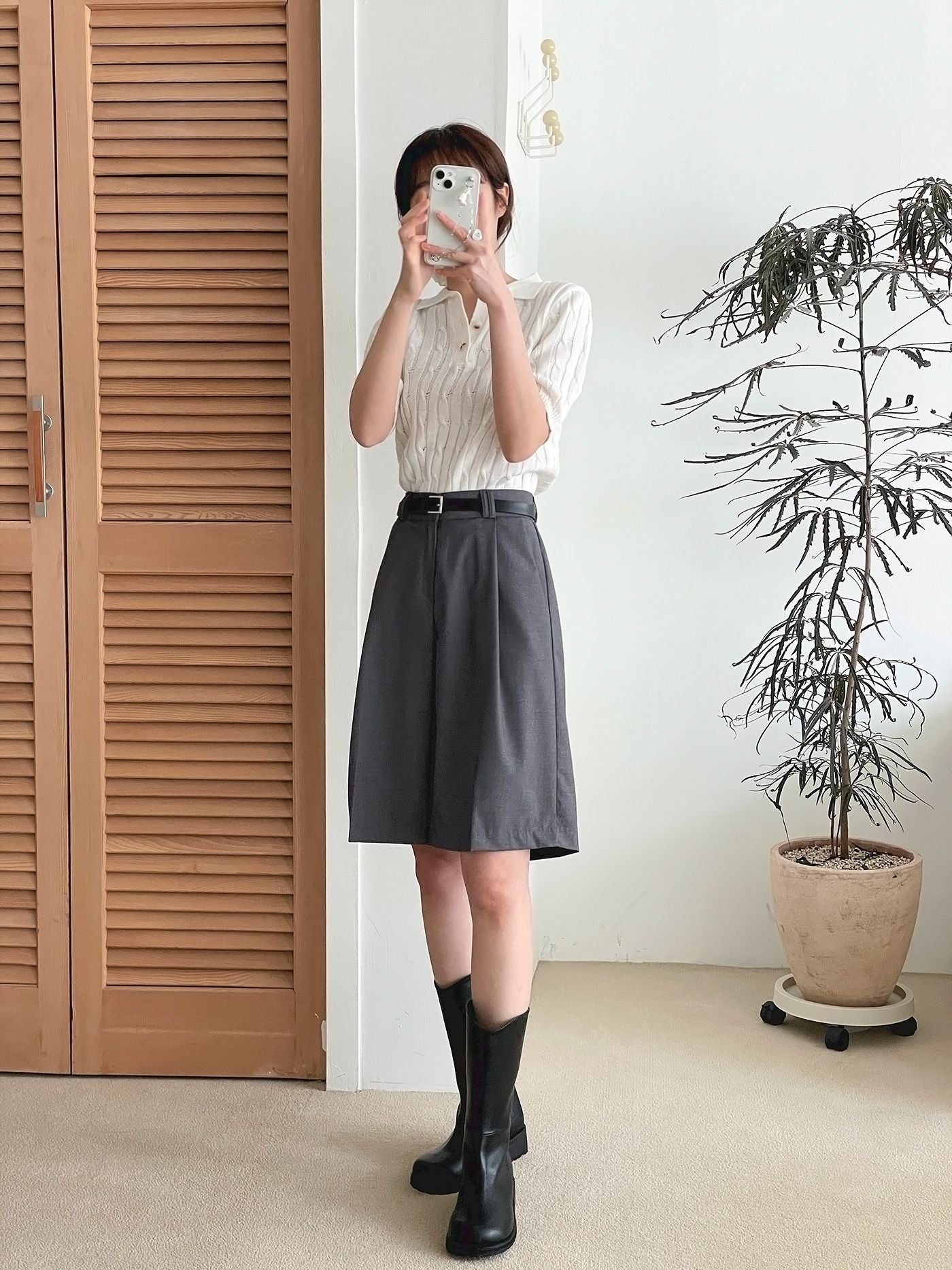 AURACASA Glory Tailored Bermuda Shorts – High-Waist Belted 5” Length Slacks