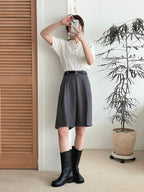 AURACASA Glory Tailored Bermuda Shorts – High-Waist Belted 5” Length Slacks