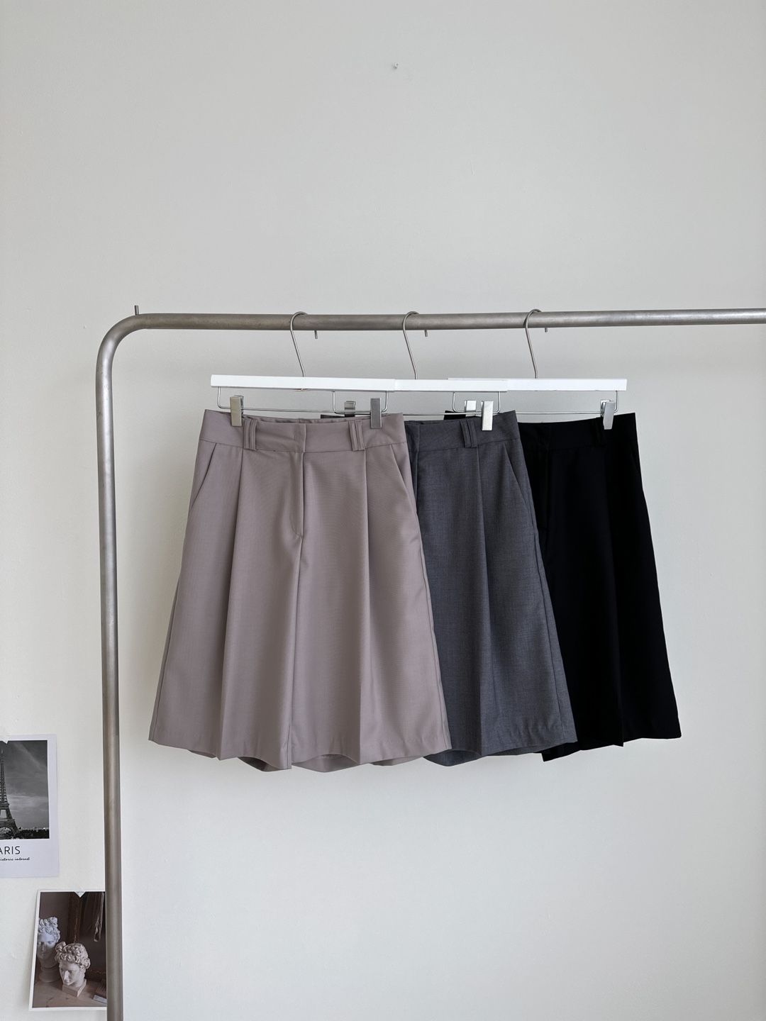 AURACASA Glory Tailored Bermuda Shorts – High-Waist Belted 5” Length Slacks