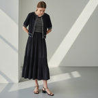[AURACASA] Shine Set – Stripe Knit Maxi Dress & Cardigan 2-Piece Set