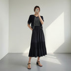 [AURACASA] Shine Set – Stripe Knit Maxi Dress & Cardigan 2-Piece Set