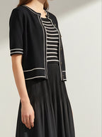 [AURACASA] Shine Set – Stripe Knit Maxi Dress & Cardigan 2-Piece Set