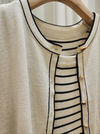 [AURACASA] Shine Set – Stripe Knit Maxi Dress & Cardigan 2-Piece Set