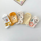 AURACASA Cute Gift Women 5 Pairs Socks Yellow Set Gift Set 귀여운 5종 양말 노랑 선물 세트