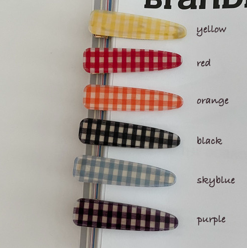 Check pattern hairpin 체크 집게핀 옆머리핀 6 colors Bundle