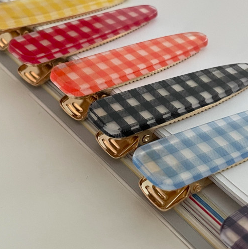 Check pattern hairpin 체크 집게핀 옆머리핀 6 colors Bundle