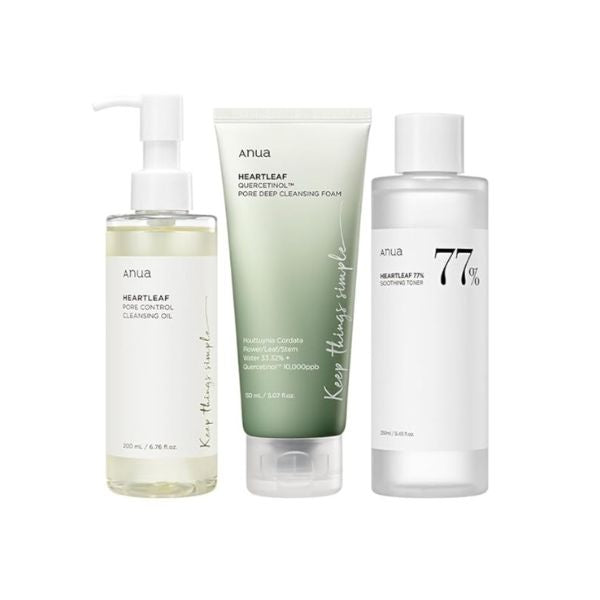 ANUA Heartleaf Cleansing Bundle - 3-Step Pore Control Set – AuraCasa