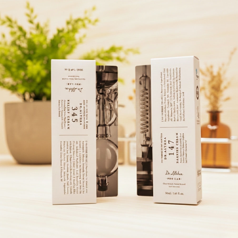 Dr. Althea 345 Relief Cream and 147 Barrier Cream duo set, two 50ml full-size white skincare jars