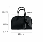 AURACASA Minimal Knot Boston Bag – Structured Mini Top Handle Bag (Black / Brown / Ivory / Mustard)