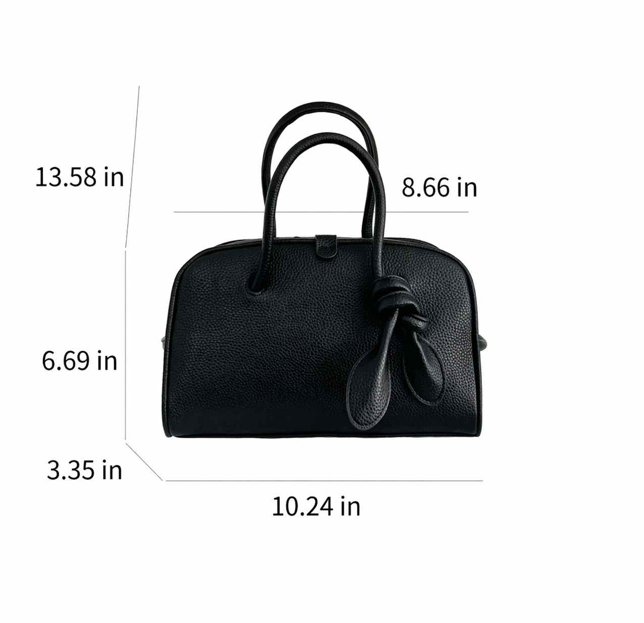 AURACASA Minimal Knot Boston Bag – Structured Mini Top Handle Bag (Black / Brown / Ivory / Mustard)