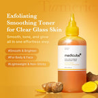 Kojic Acid Turmeric Smoothing Toner for Face & Body | Lightweight Toner for Balancing Uneven Skin Tone & Texture | Niacinamide, Glycolic Acid for Clear Glass Skin | 8.45 Fl.Oz