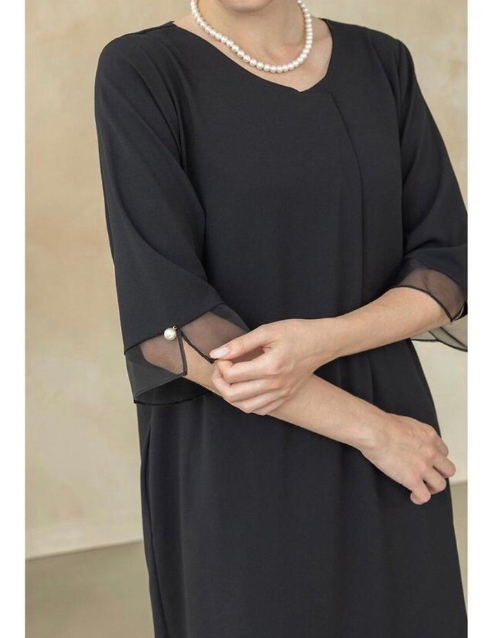 [AURACASA] Élise Pearl Sheer-Trim Midi Dress