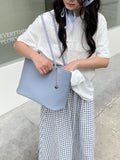 AURACASA Minimal Soft Tote Bag – Daily Shoulder Bag  (Black / Ivory / Sky Blue)