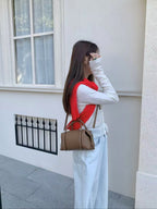 AURACASA Minimal Boston Mini Bag – Structured Shoulder & Crossbody Bag (Black / Ivory / Brown / Pink / Gray)
