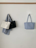 AURACASA Minimal Soft Tote Bag – Daily Shoulder Bag  (Black / Ivory / Sky Blue)