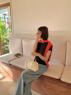 AURACASA Minimal Boston Mini Bag – Structured Shoulder & Crossbody Bag (Black / Ivory / Brown / Pink / Gray)