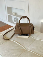 AURACASA Minimal Boston Mini Bag – Structured Shoulder & Crossbody Bag (Black / Ivory / Brown / Pink / Gray)