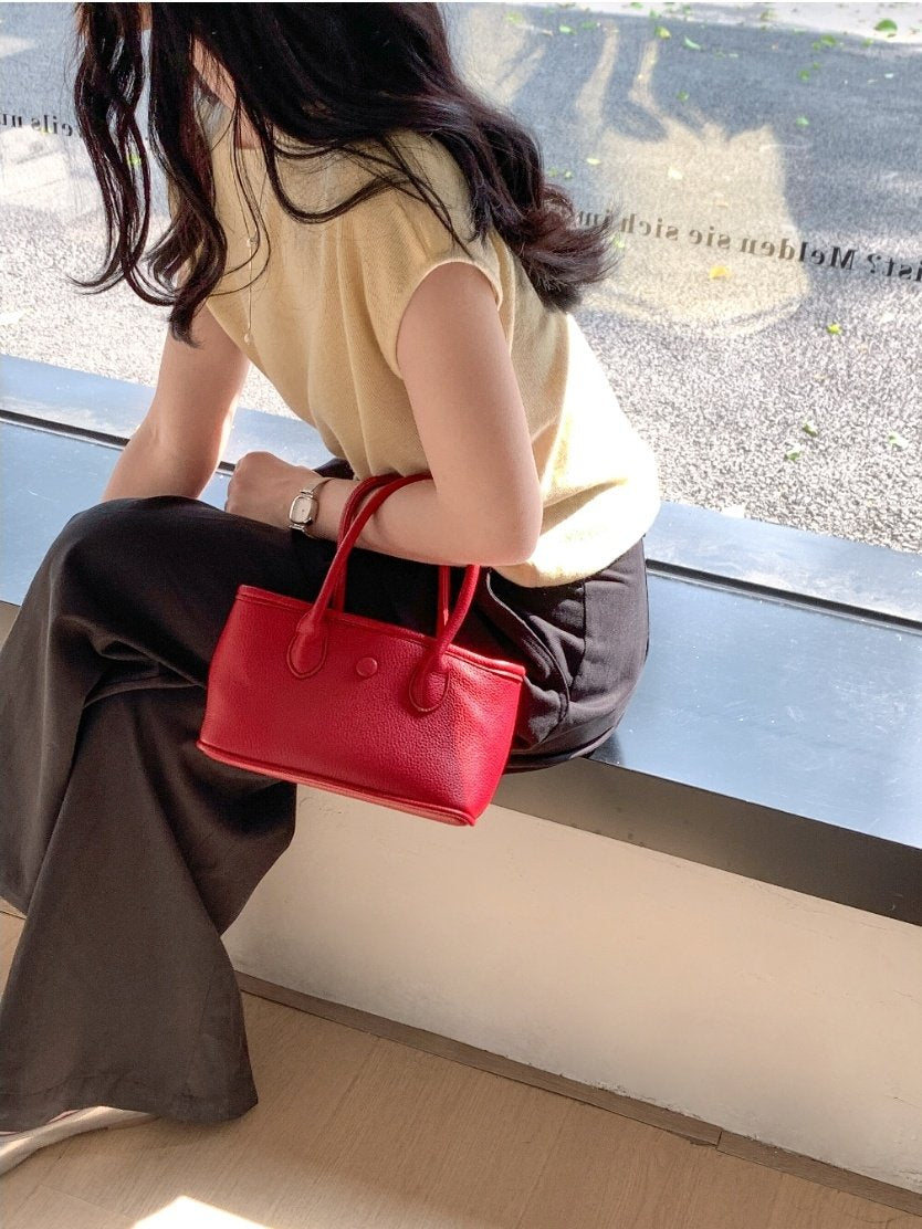 AURACASA Mini Classic Structured Tote Bag – Compact Everyday Crossbody (Vegan Leather)