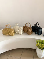 AURACASA Minimal Knot Boston Bag – Structured Mini Top Handle Bag (Black / Brown / Ivory / Mustard)