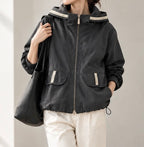 [AURACASA] Contrast Trim Hooded Zip-Up Jacket | 배색 포인트 후드 집업 점퍼