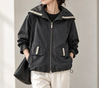 [AURACASA] Contrast Trim Hooded Zip-Up Jacket | 배색 포인트 후드 집업 점퍼