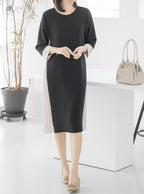[AURACASA] Signature Pearl Side-Pleated Midi Dress   ✨입어보면 핏이 더욱 예쁘게 살아나는 우아한 플리츠 원피스입니다.