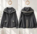 [AURACASA] Contrast Trim Hooded Zip-Up Jacket | 배색 포인트 후드 집업 점퍼