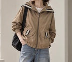 [AURACASA] Contrast Trim Hooded Zip-Up Jacket | 배색 포인트 후드 집업 점퍼