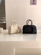 AURACASA Minimal Knot Boston Bag – Structured Mini Top Handle Bag (Black / Brown / Ivory / Mustard)