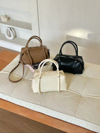 AURACASA Minimal Boston Mini Bag – Structured Shoulder & Crossbody Bag (Black / Ivory / Brown / Pink / Gray)