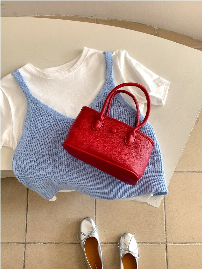 AURACASA Mini Classic Structured Tote Bag – Compact Everyday Crossbody (Vegan Leather)