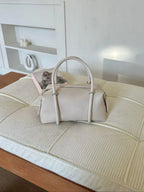 AURACASA Minimal Boston Mini Bag – Structured Shoulder & Crossbody Bag (Black / Ivory / Brown / Pink / Gray)