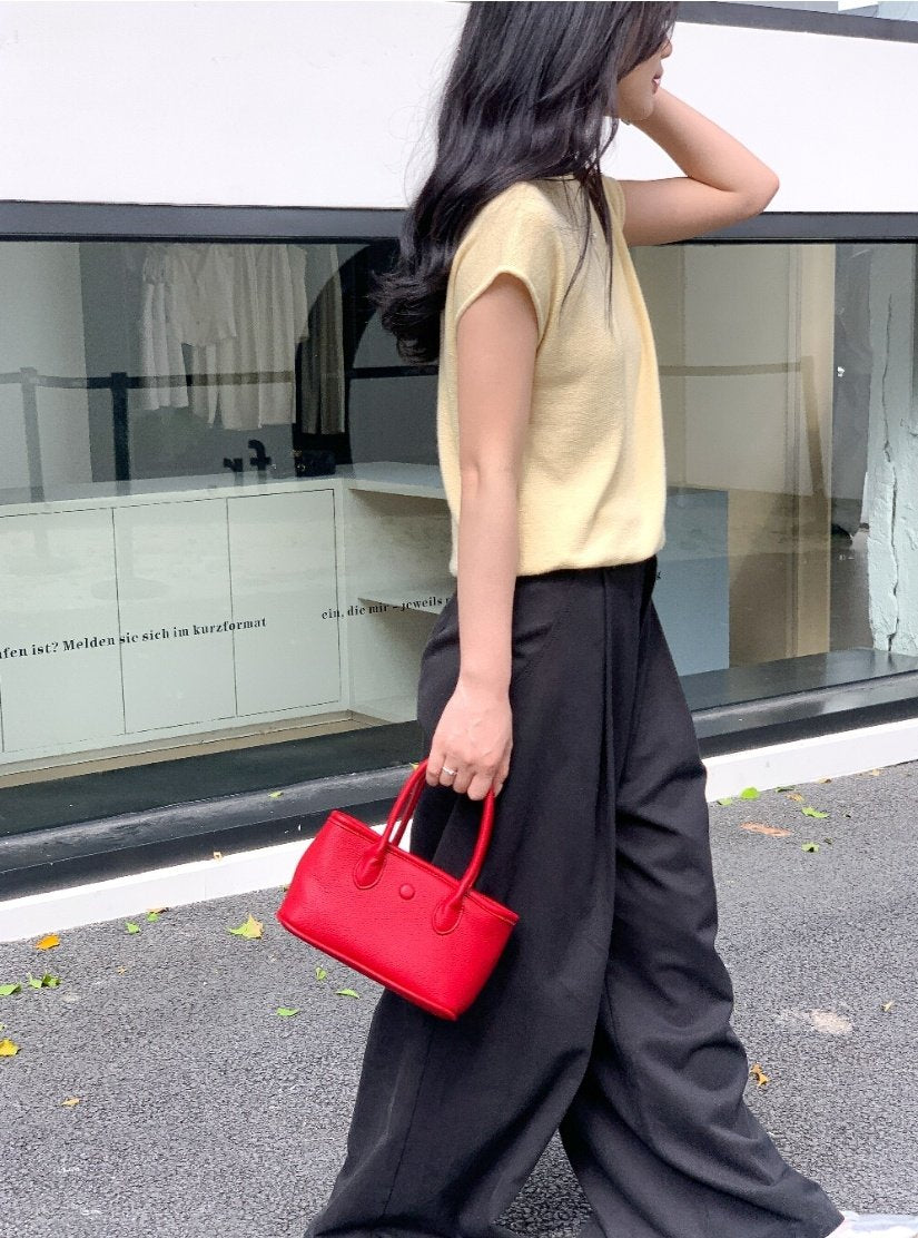 AURACASA Mini Classic Structured Tote Bag – Compact Everyday Crossbody (Vegan Leather)