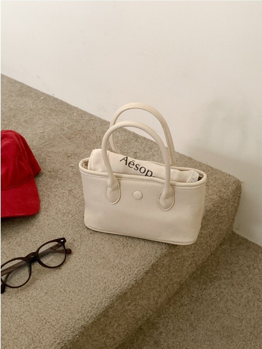 AURACASA Mini Classic Structured Tote Bag – Compact Everyday Crossbody (Vegan Leather)