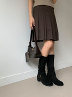 [AURACASA] Vintage Suede Buckle Mid-Calf Boots – Black & Beige