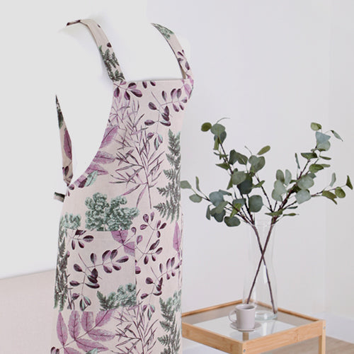 AURACASA | Beauty Olive apron High quality printed linen | 올리브 앞치마
