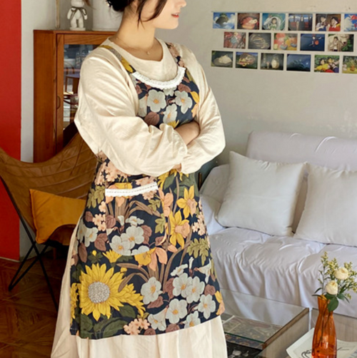 AURACASA Flower Mini Linen Apron 