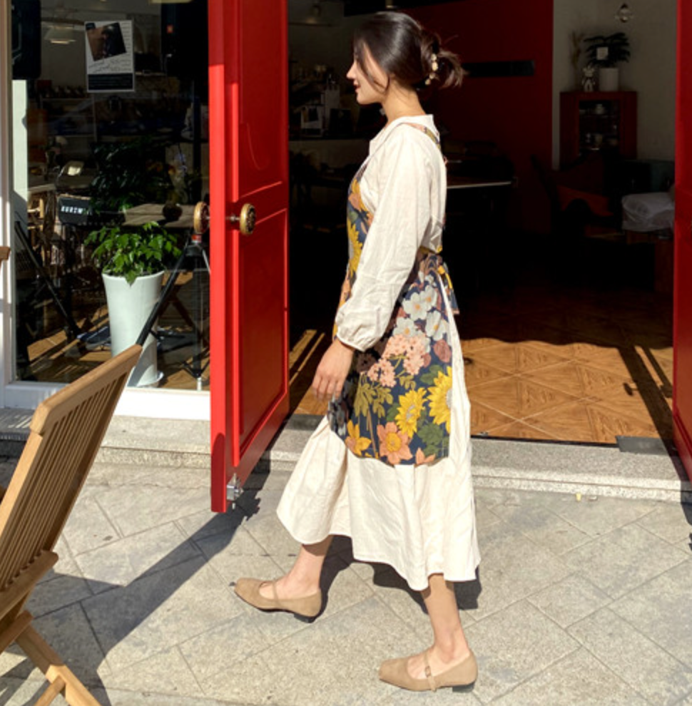 AURACASA Flower Mini Linen Apron 