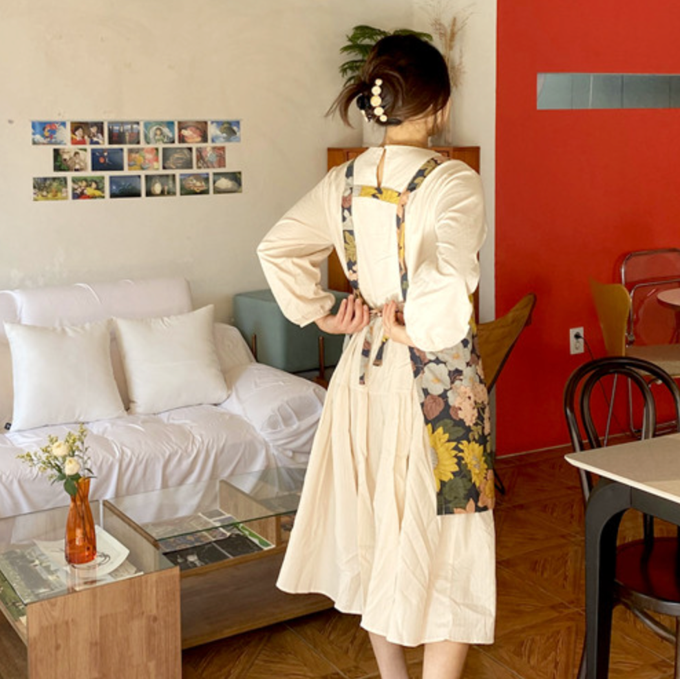 AURACASA Flower Mini Linen Apron 해바라기 앞치마