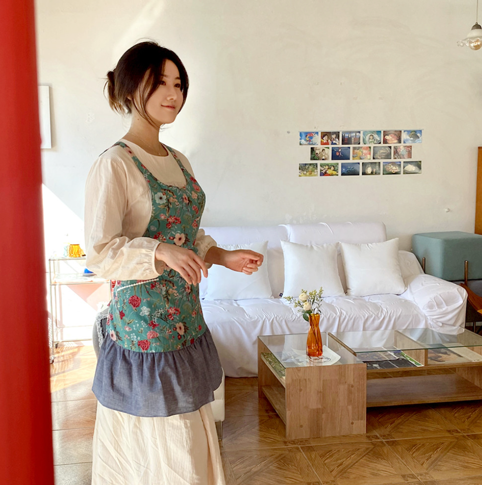 AURACASA Grace Denim Frill Apron 그레이스 데님 앞치마