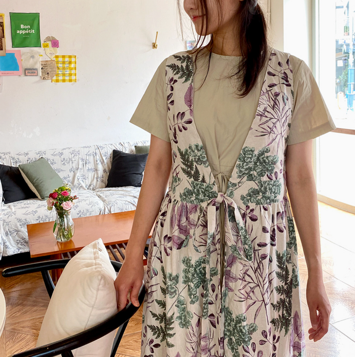 AURACASA | Beauty Olive long apron | 올리브 롱 앞치마 | Apron for women 