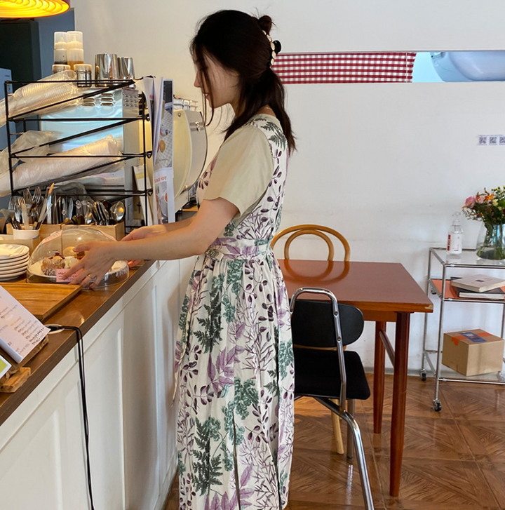 AURACASA | Beauty Olive long apron | 올리브 롱 앞치마 | Apron for women 