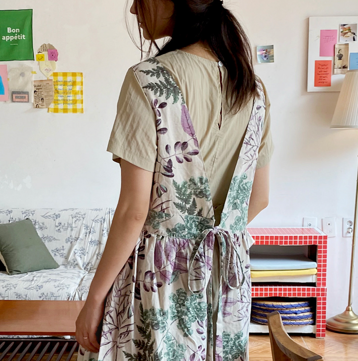 AURACASA | Beauty Olive long apron | 올리브 롱 앞치마 | Apron for women 