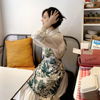 AURACASA | Beauty Olive apron High quality printed linen | 올리브 앞치마