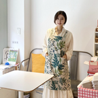 AURACASA | Beauty Olive apron High quality printed linen | 올리브 앞치마